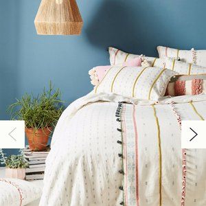Anthropologie Tasseled Araya Queen Duvet Cover
